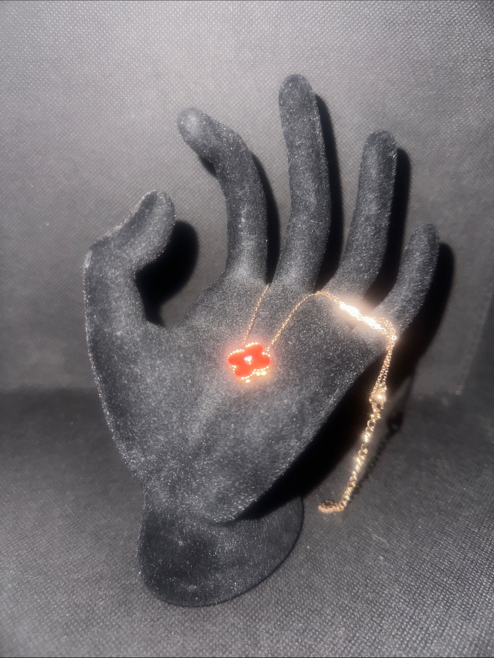 Rose Gold Chain Necklace with Red Pendant - Unbranded